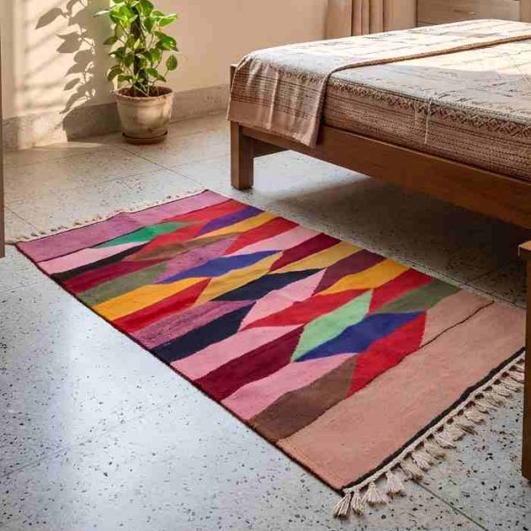Shatranjy: handmade rug size 24"x46.5"