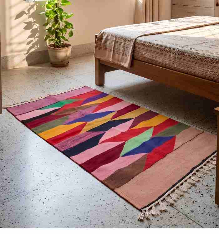 Shatranjy: handmade rug size 24"x46.5"