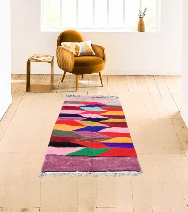 Shatranjy: handmade rug size 24"x46.5"