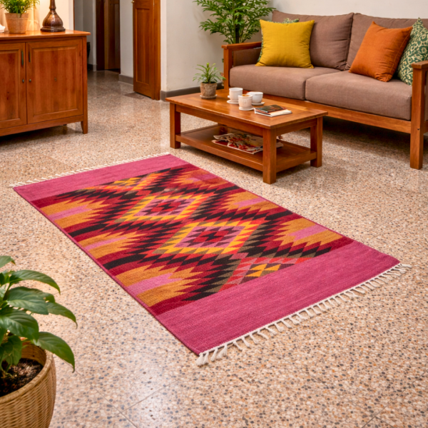 Shatranjy: handmade floor mat, size 30''x48''