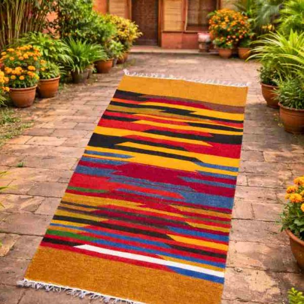 Shatranjy: handmade floor mat, size 24''x48''