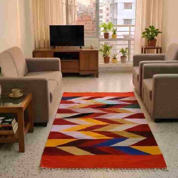 Shatranjy/ handloom carpet: size- 35 inchx 60 inch