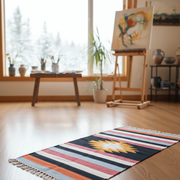 Shatranjy/ handmade rug: size 24''x48''