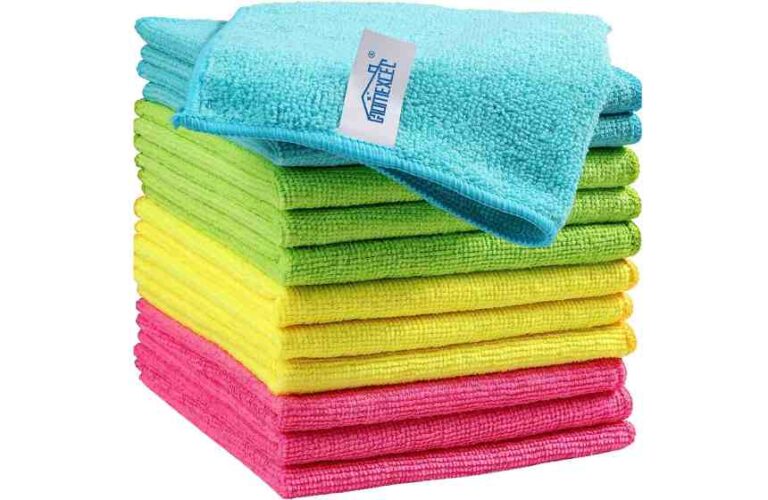 HOMEXCEL Microfiber Cleaning Cloth,12 Pack Cleaning Rags, Cleaning Towels with 4 Color Assorted, 11.5″X11.5″(Green/Blue/Yellow/Pink)