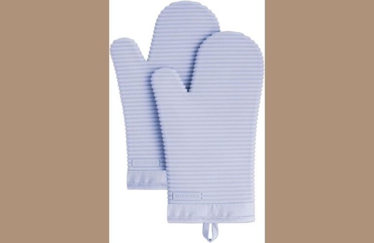 Experience Premium Comfort & Heat Protection with KITCHENAID Ribbed Soft Silicone Oven Mitts (2-Pack, Lavender Cream)