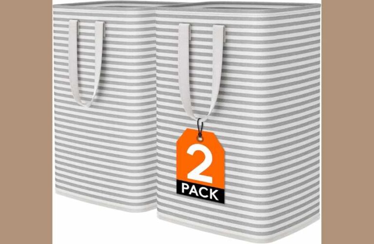 Lifewit 2-Pack Collapsible 80L Laundry Hampers – Freestanding, Waterproof, and Portable with Easy-Carry Handles for Laundry Room, Bedroom, Bathroom, College Dorm, Adults – Stylish Grey Design