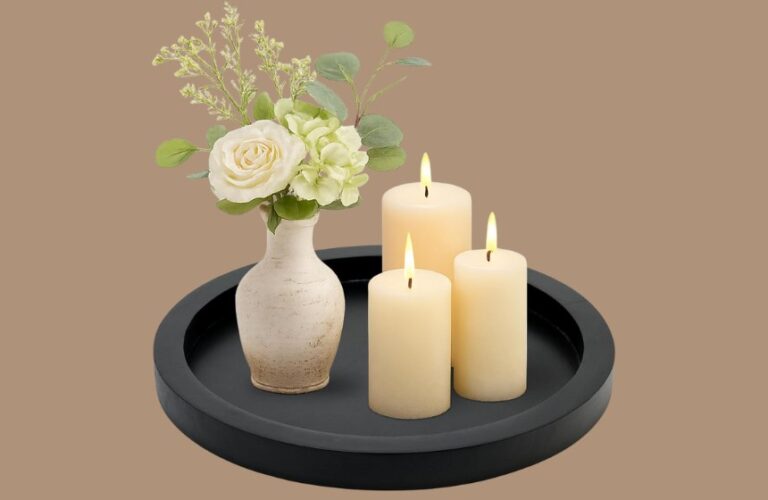 Rustic Black Round Tray: The Perfect Farmhouse Decor for Coffee Tables & Serving