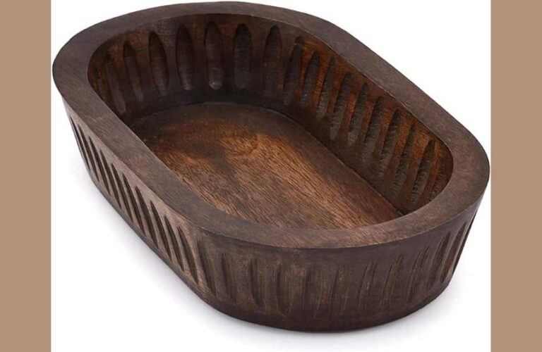 Wooden Table Centerpiece Bowl – Small Farmhouse Dough Bowl for Keys, Potpourri, & Candle Arrangements (Mango Wood)