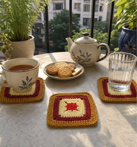 Chrochet coaster : combo set (3 pc), 2 sets available