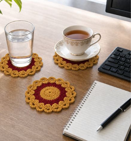 Handmade chrochet coaster, combo set 3 pcs,  2 sets available